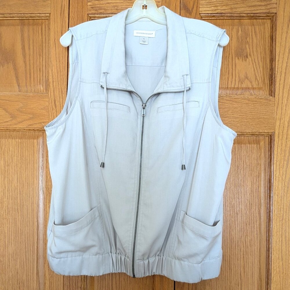 Christopher & Banks Gray Sleeveless Utility Vest  Size XL